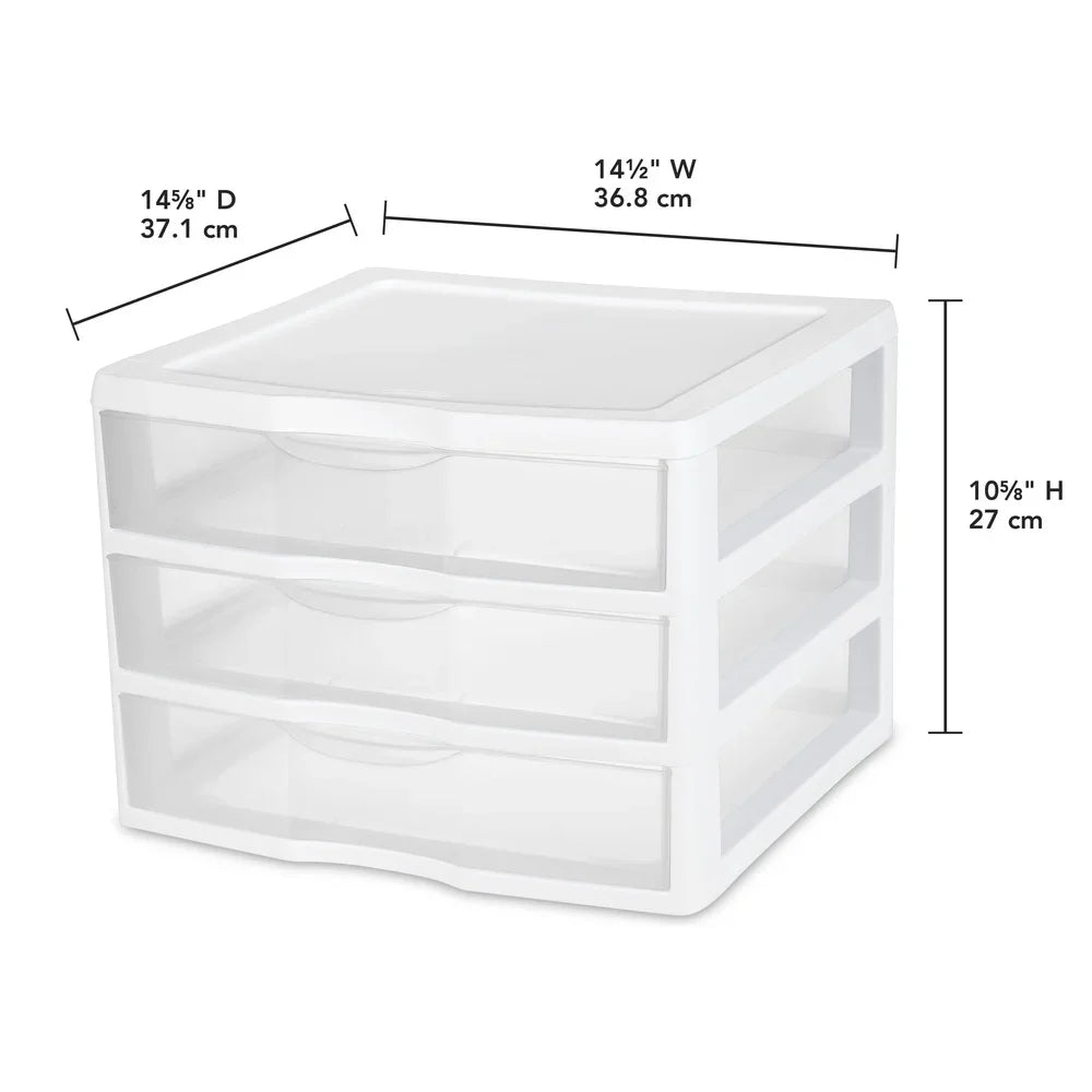 Wide 3-Drawer Unit Stackable Storage Organizer - Clear Drawers for Crafts, Office Supplies, and More