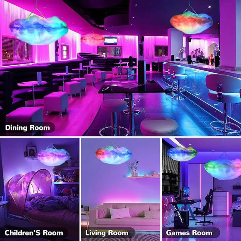 3D Thunder Cloud LED Ambient Light – Remote & APP Control, DIY Color Changing Lamp for Living Room, Game Room, and Party Decor