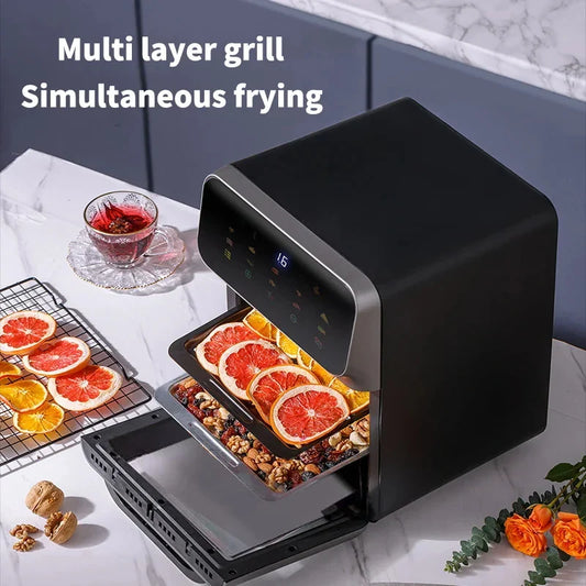 10L Large Capacity Electric Air Fryer – Oil-Free Automatic Household Kitchen 360° Baking Convection Oven with Intelligent Control