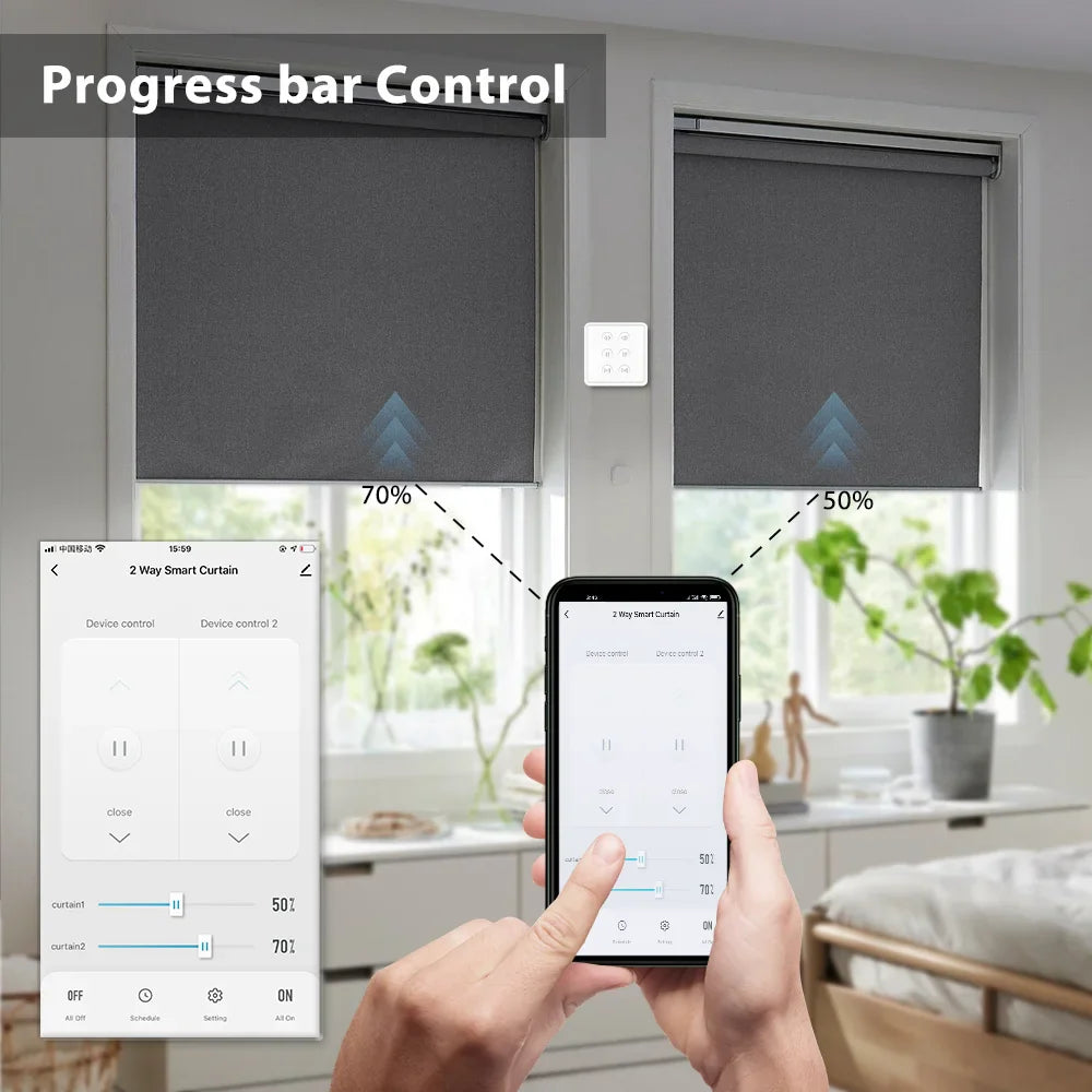 Tuya Smart Life EU WiFi Double Curtain Blind Switch for Roller Shutter – Electric Motor Control with Google Home, Alexa, and Echo Voice Control