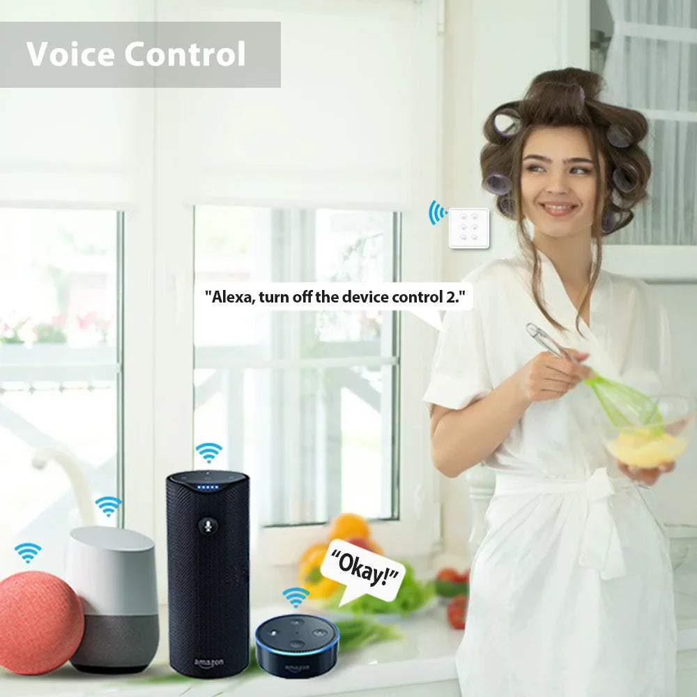 Tuya Smart Life EU WiFi Double Curtain Blind Switch for Roller Shutter – Electric Motor Control with Google Home, Alexa, and Echo Voice Control