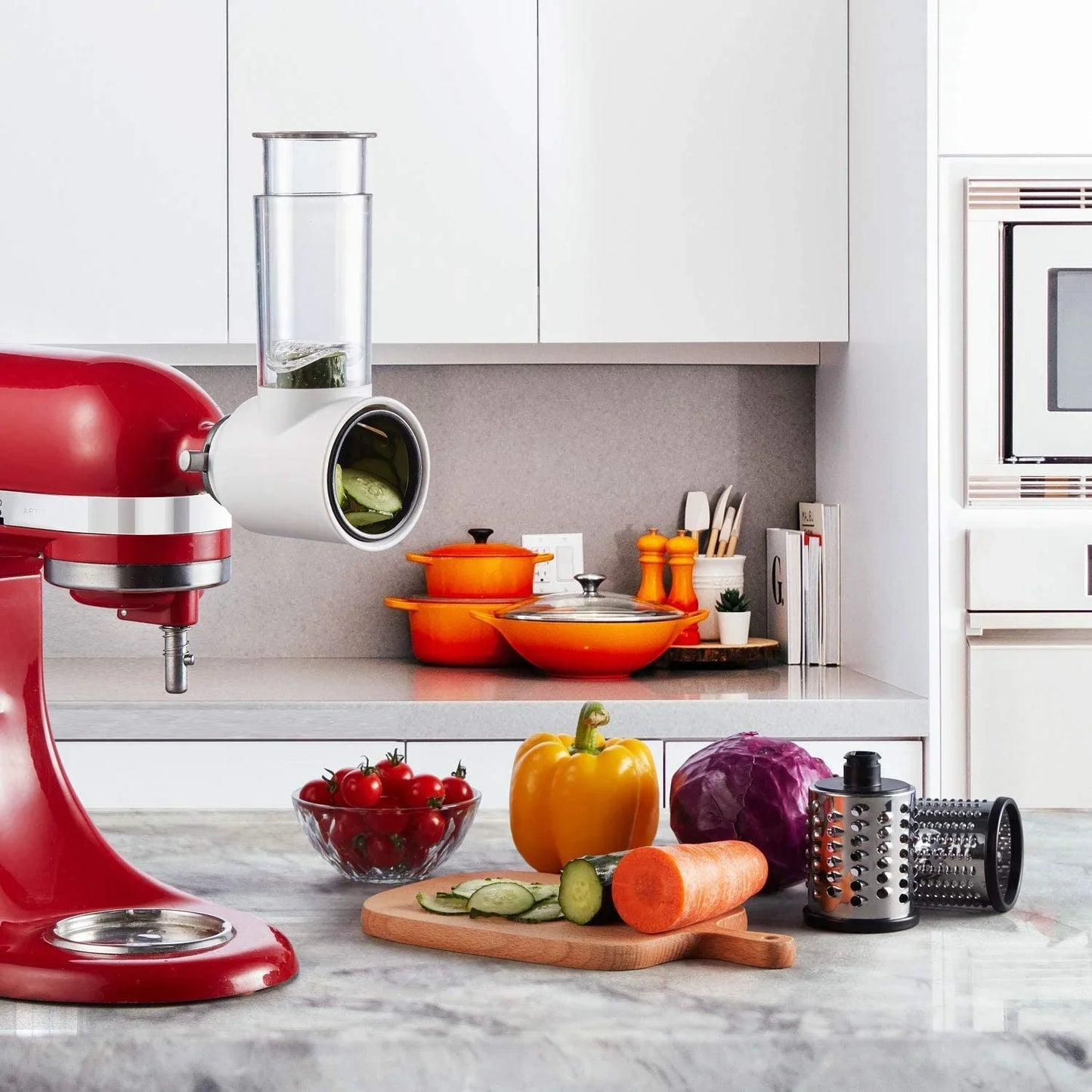 Gvode Slicer Shredder Attachment for KitchenAid Stand Mixers - Dishwasher Safe Vegetable & Cheese Grater, Salad Maker