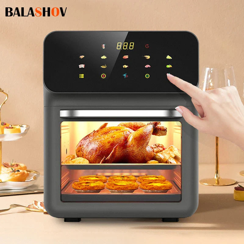 10L Large Capacity Electric Air Fryer – Oil-Free Automatic Household Kitchen 360° Baking Convection Oven with Intelligent Control