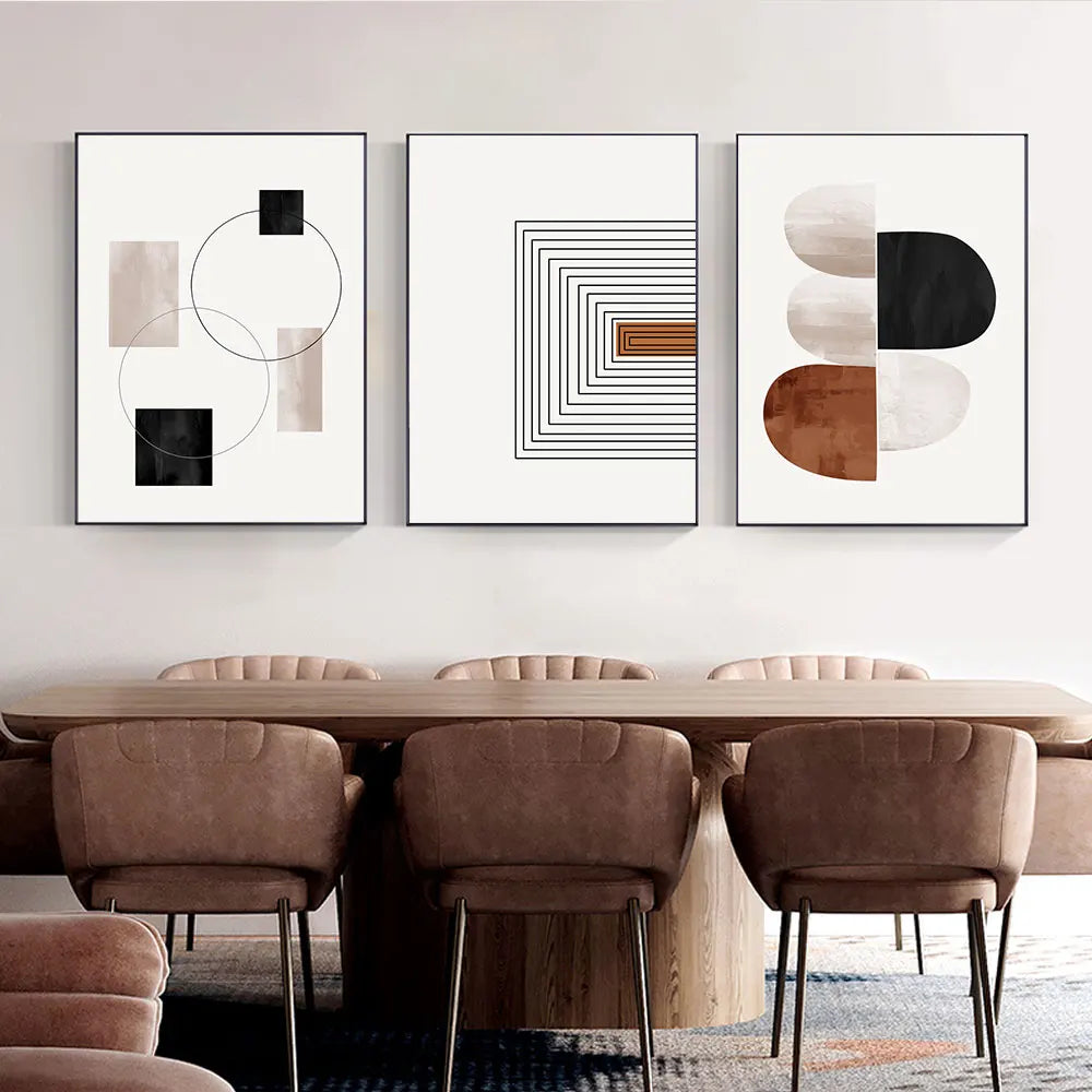 White & Black Line Art Canvas Prints – Geometry Abstract Wall Art Decorative Posters for Modern Home Decor