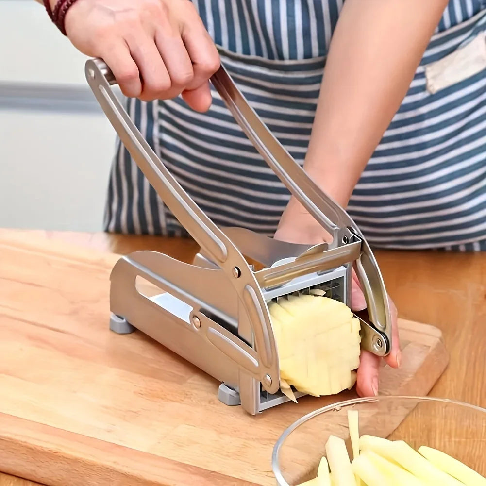 One Piece Stainless Steel French Fry Cutting Machine - Multifunctional Potato Slicer with Adjustable Blade