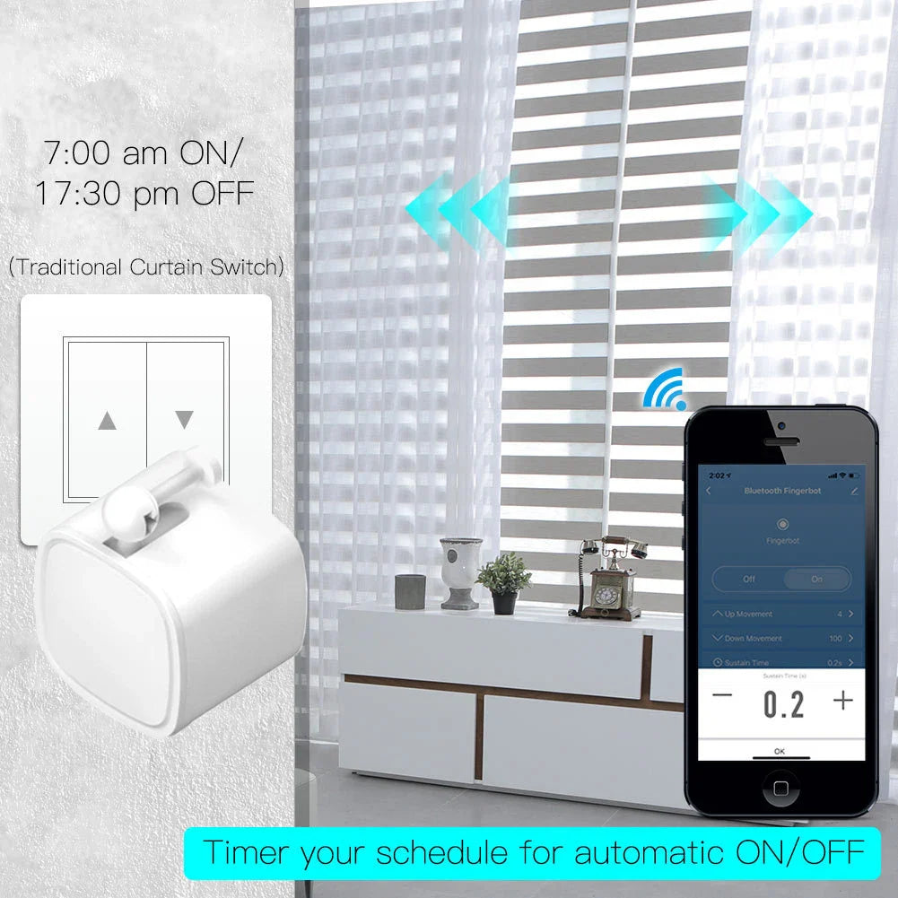 Tuya Bluetooth Smart Finger Robot Switch Button - Voice & APP Remote Control for Home Automation