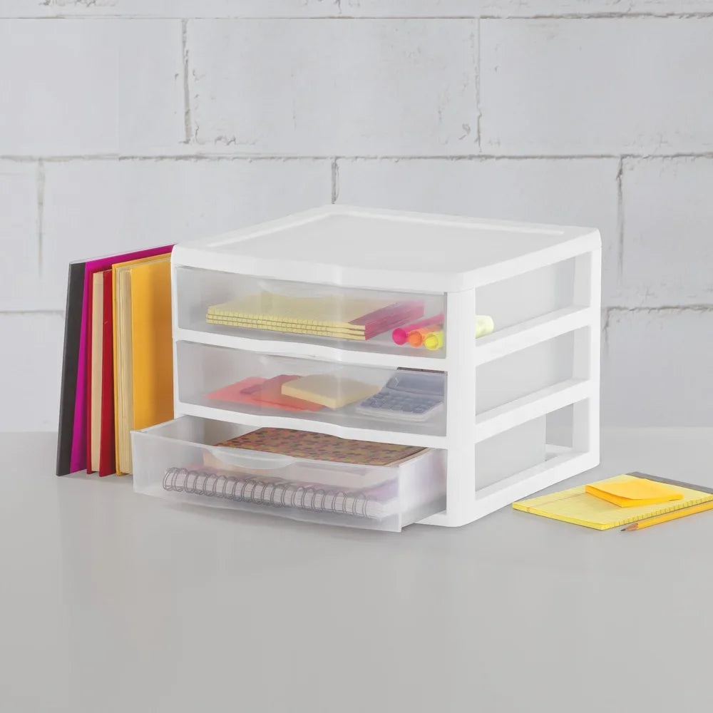 Wide 3-Drawer Unit Stackable Storage Organizer - Clear Drawers for Crafts, Office Supplies, and More