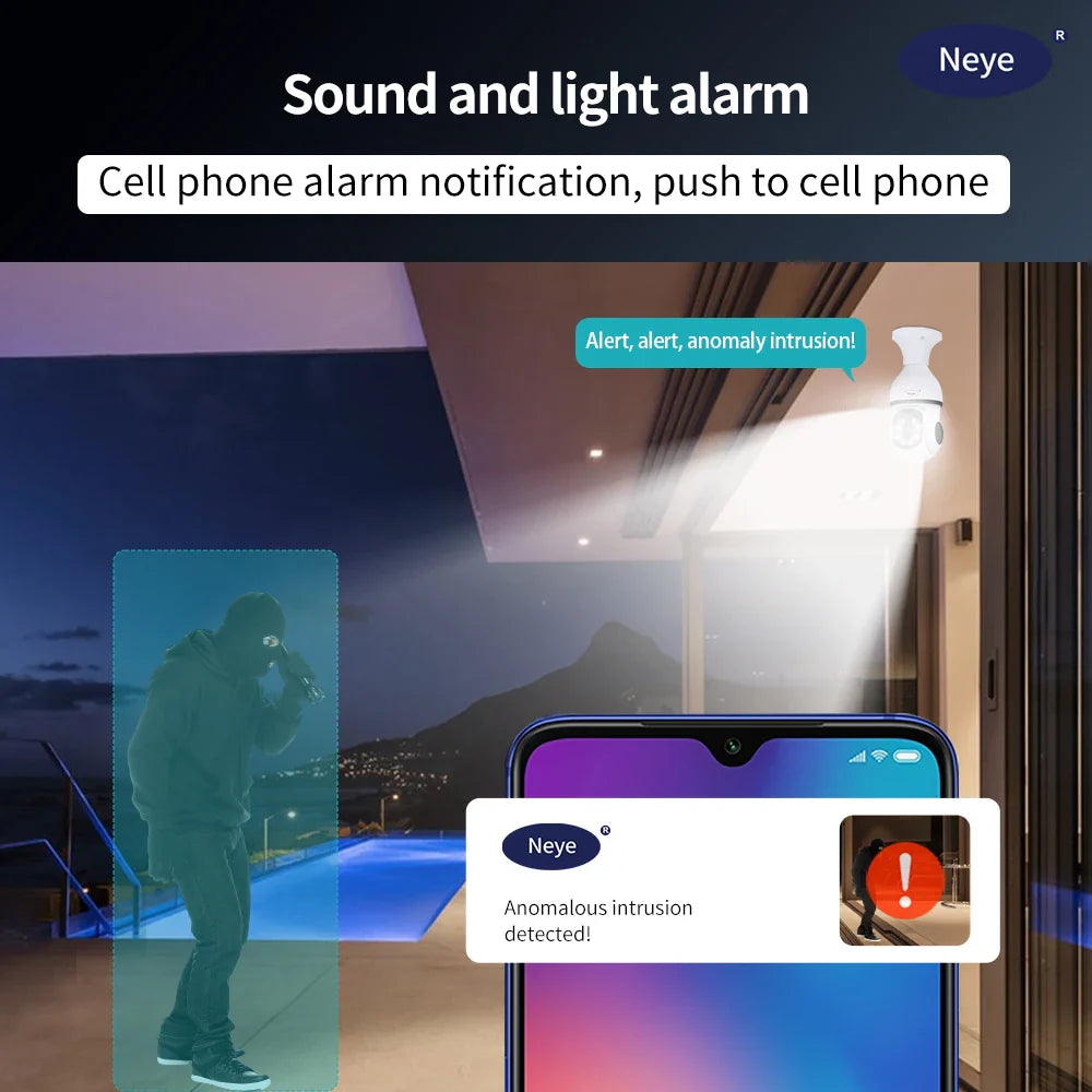 8MP 4K WiFi Home Light Bulb Camera - 360° Spotlight E27 Light Bulb Camera with Color Night Vision