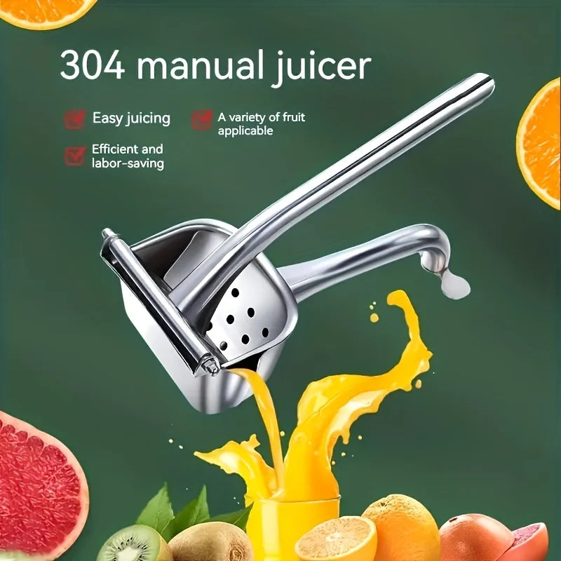 Stainless Steel Manual Juice Squeezer - 304 Kitchen Gadget for Fresh Citrus and Fruit Juices