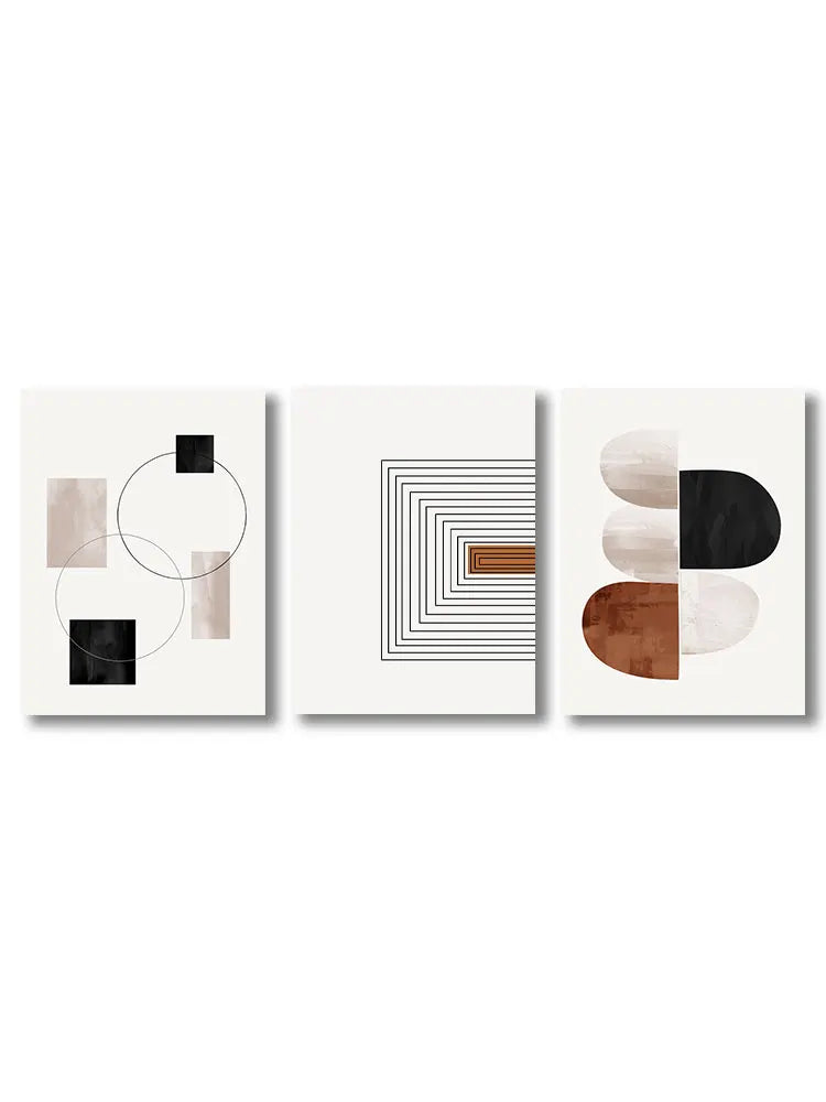 White & Black Line Art Canvas Prints – Geometry Abstract Wall Art Decorative Posters for Modern Home Decor