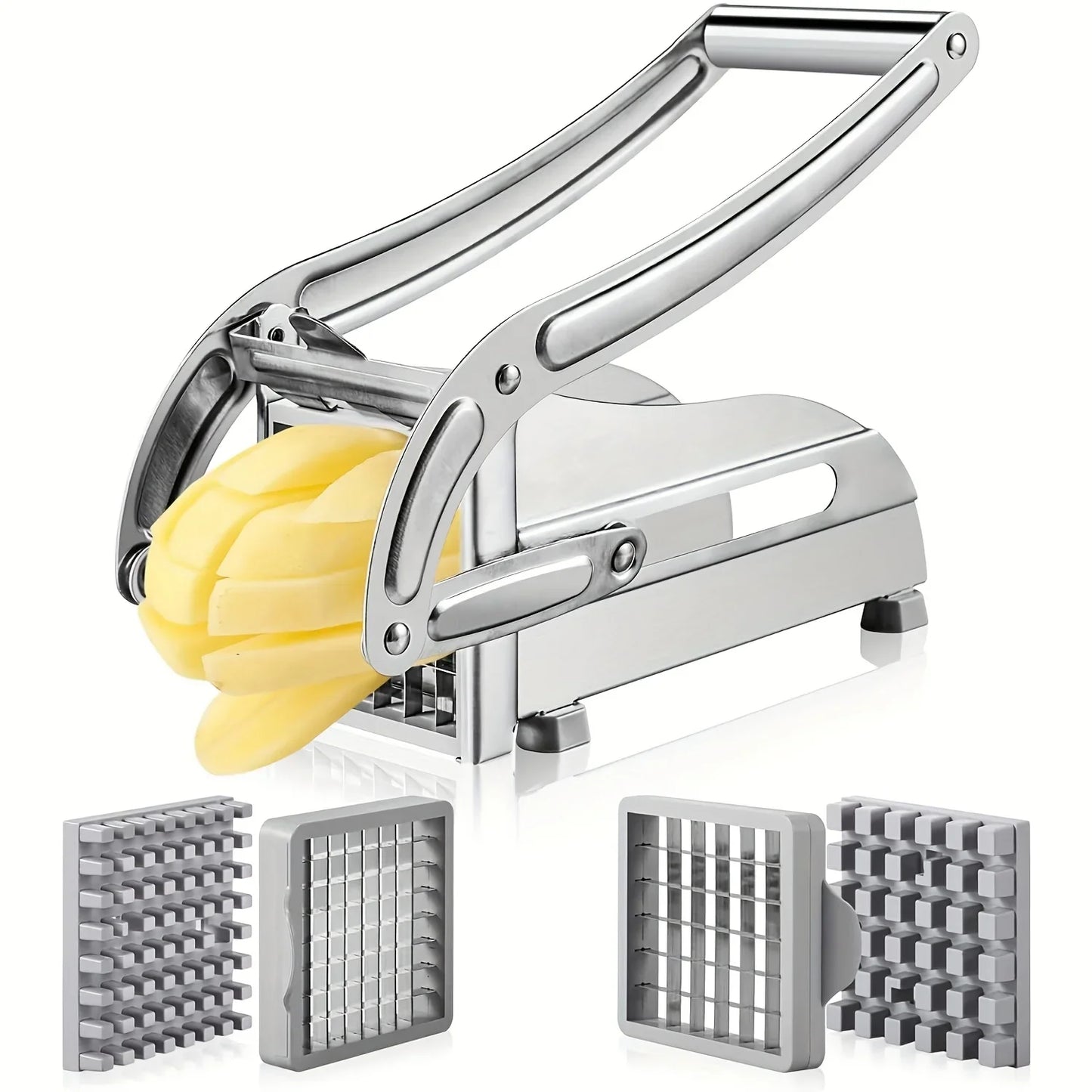 One Piece Stainless Steel French Fry Cutting Machine - Multifunctional Potato Slicer with Adjustable Blade