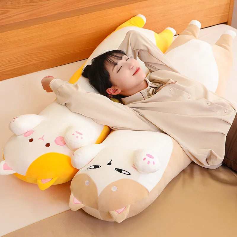 Cartoon Cat Plush Body Pillow – Soft Kawaii Cute Cat Stuffed Cushion for Sofa, Travel, and Home Decor