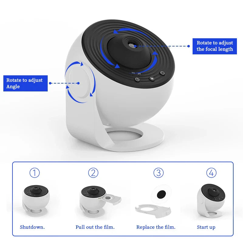 Night Light Galaxy Projector – Starry Sky 360° Rotating Planetarium Lamp for Kids and Bedroom Decor
