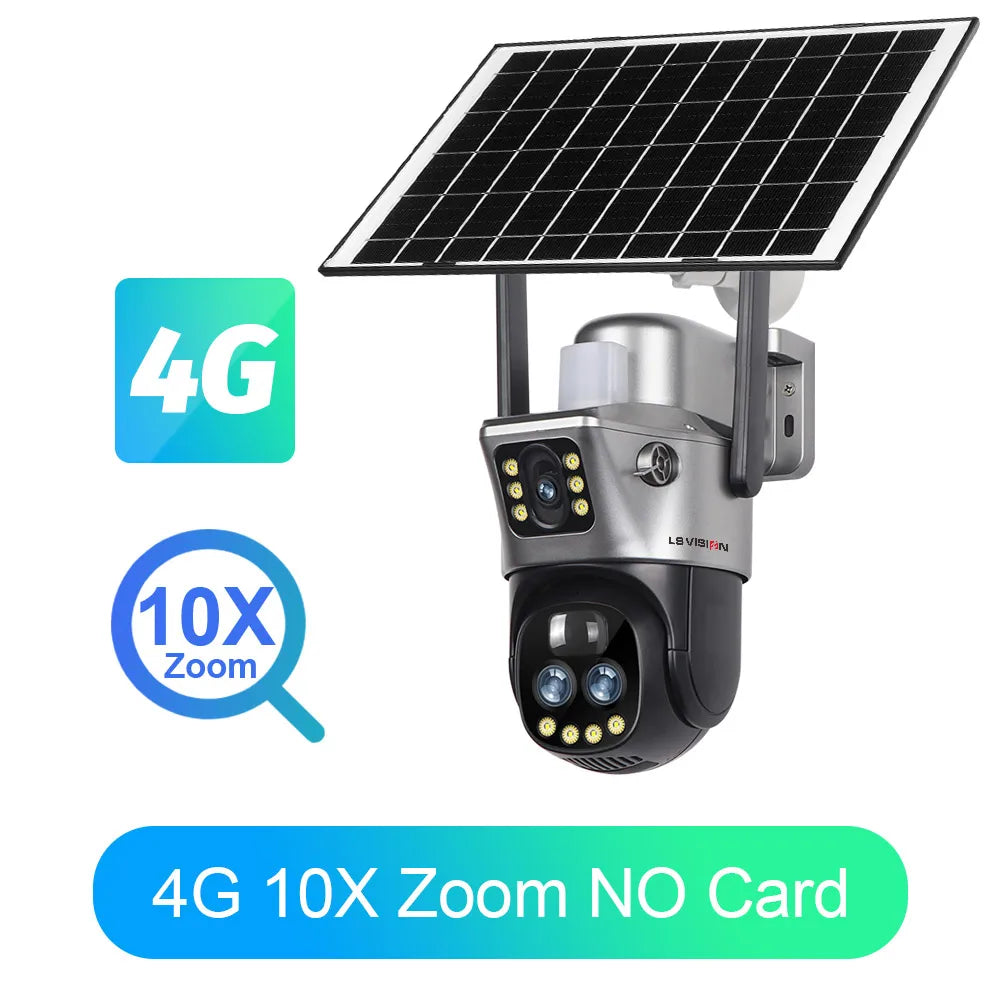 LS VISION V380 Dual Lens WiFi/4G Solar Camera - 8MP 4K Outdoor Security Camera with 10X Zoom, PIR Human Detection & Night Vision