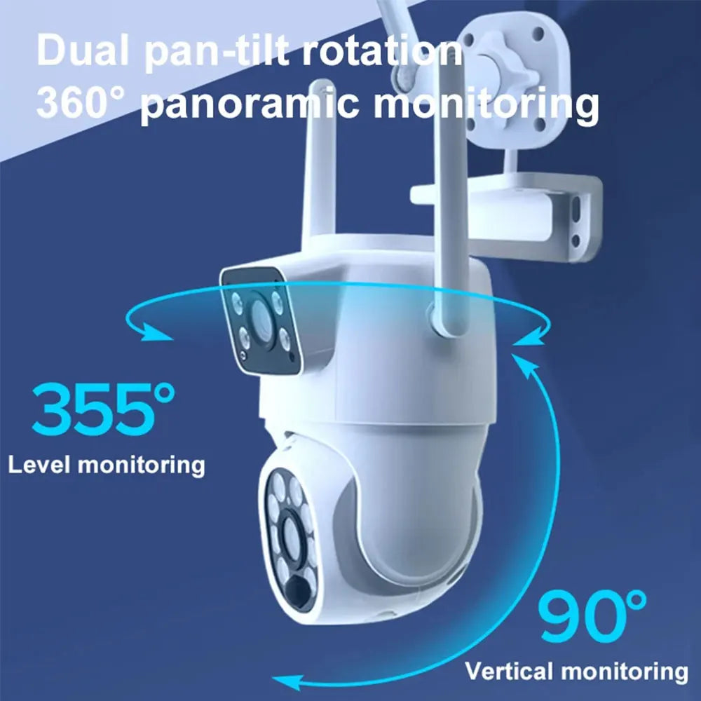 Tuya Solar Camera WiFi Outdoor 8MP Dual Lens 4K Wireless PTZ Security Camera – Low Power Battery, Motion Detection, Dual Screen, and Remote Viewing