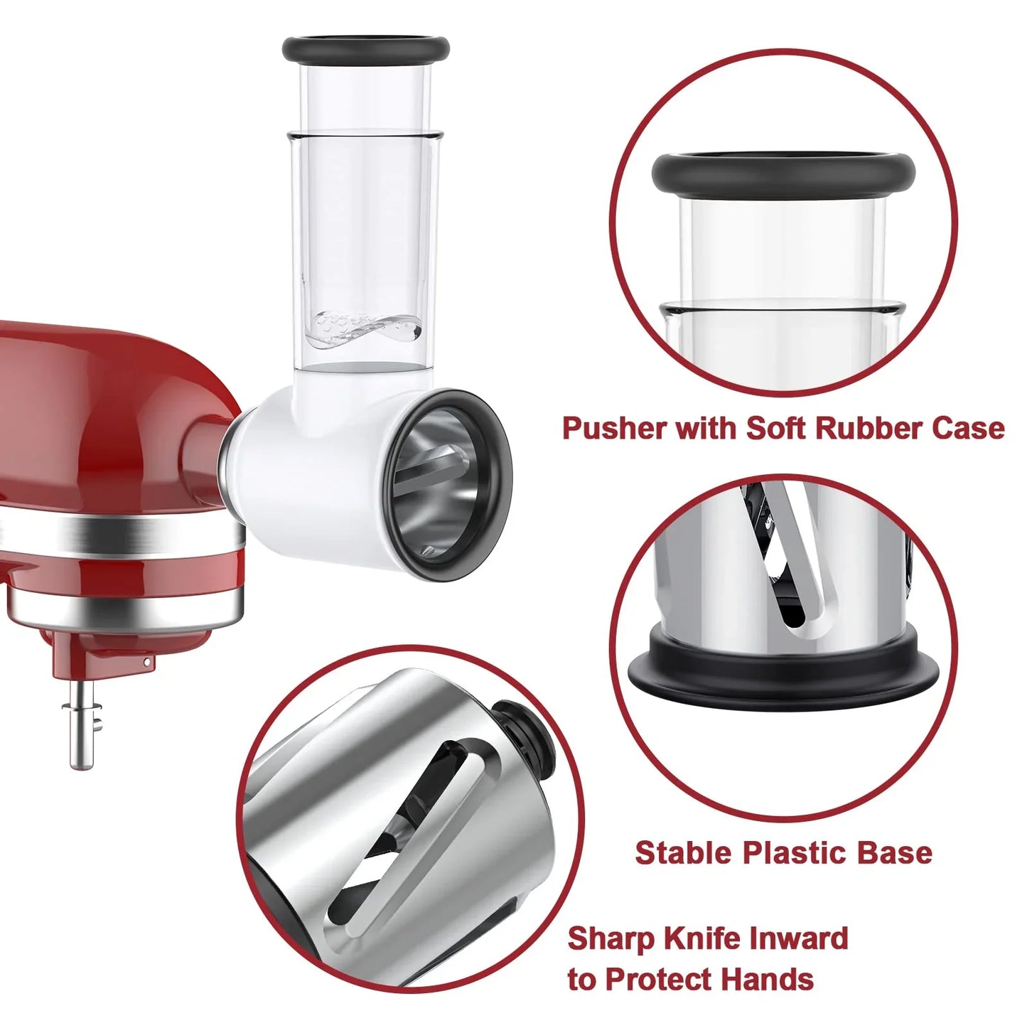 Gvode Slicer Shredder Attachment for KitchenAid Stand Mixers - Dishwasher Safe Vegetable & Cheese Grater, Salad Maker