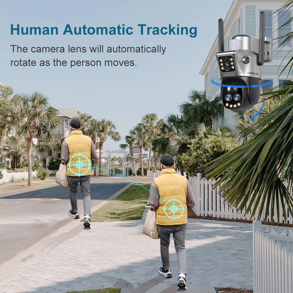 LS VISION V380 Dual Lens WiFi/4G Solar Camera - 8MP 4K Outdoor Security Camera with 10X Zoom, PIR Human Detection & Night Vision
