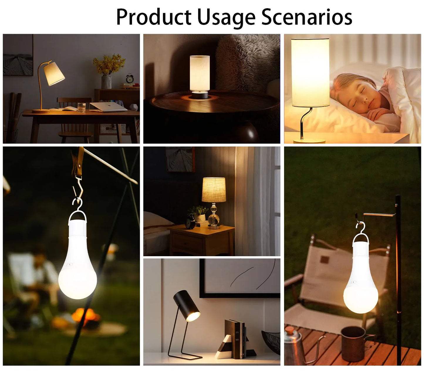Rechargeable Battery-Operated A19 LED Light Bulb with Remote Control - Dimmable, 2700K-6500K, USB Charging