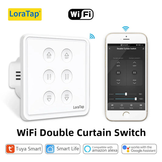 Tuya Smart Life EU WiFi Double Curtain Blind Switch for Roller Shutter – Electric Motor Control with Google Home, Alexa, and Echo Voice Control
