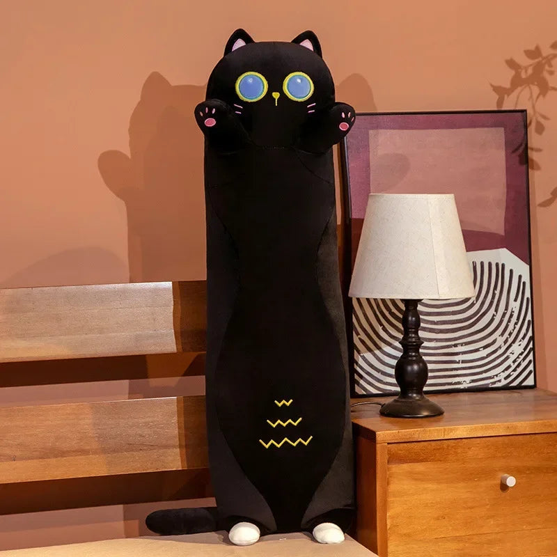 Cartoon Cat Plush Body Pillow – Soft Kawaii Cute Cat Stuffed Cushion for Sofa, Travel, and Home Decor