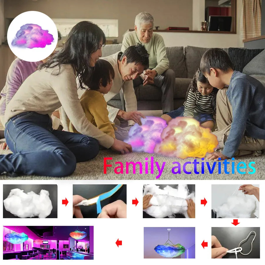 3D Thunder Cloud LED Ambient Light – Remote & APP Control, DIY Color Changing Lamp for Living Room, Game Room, and Party Decor