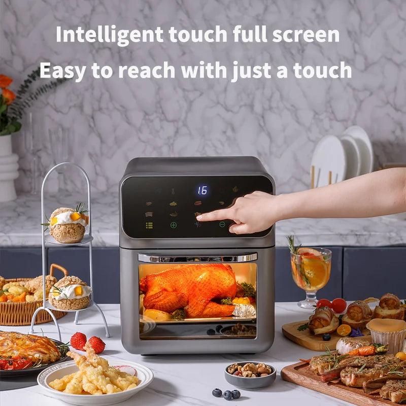 10L Large Capacity Electric Air Fryer – Oil-Free Automatic Household Kitchen 360° Baking Convection Oven with Intelligent Control