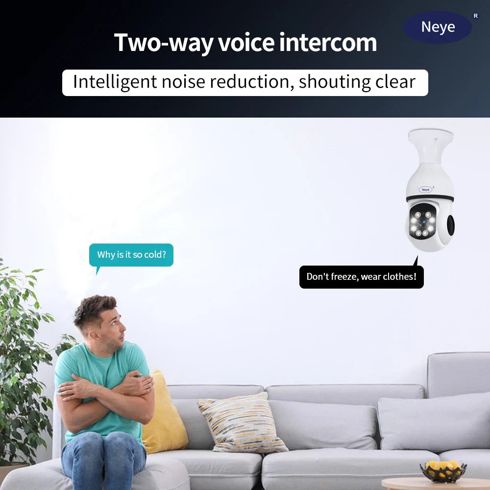8MP 4K WiFi Home Light Bulb Camera - 360° Spotlight E27 Light Bulb Camera with Color Night Vision