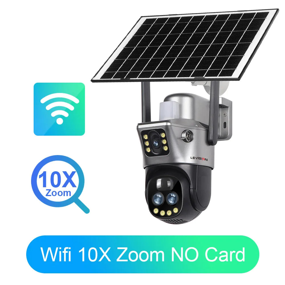 LS VISION V380 Dual Lens WiFi/4G Solar Camera - 8MP 4K Outdoor Security Camera with 10X Zoom, PIR Human Detection & Night Vision