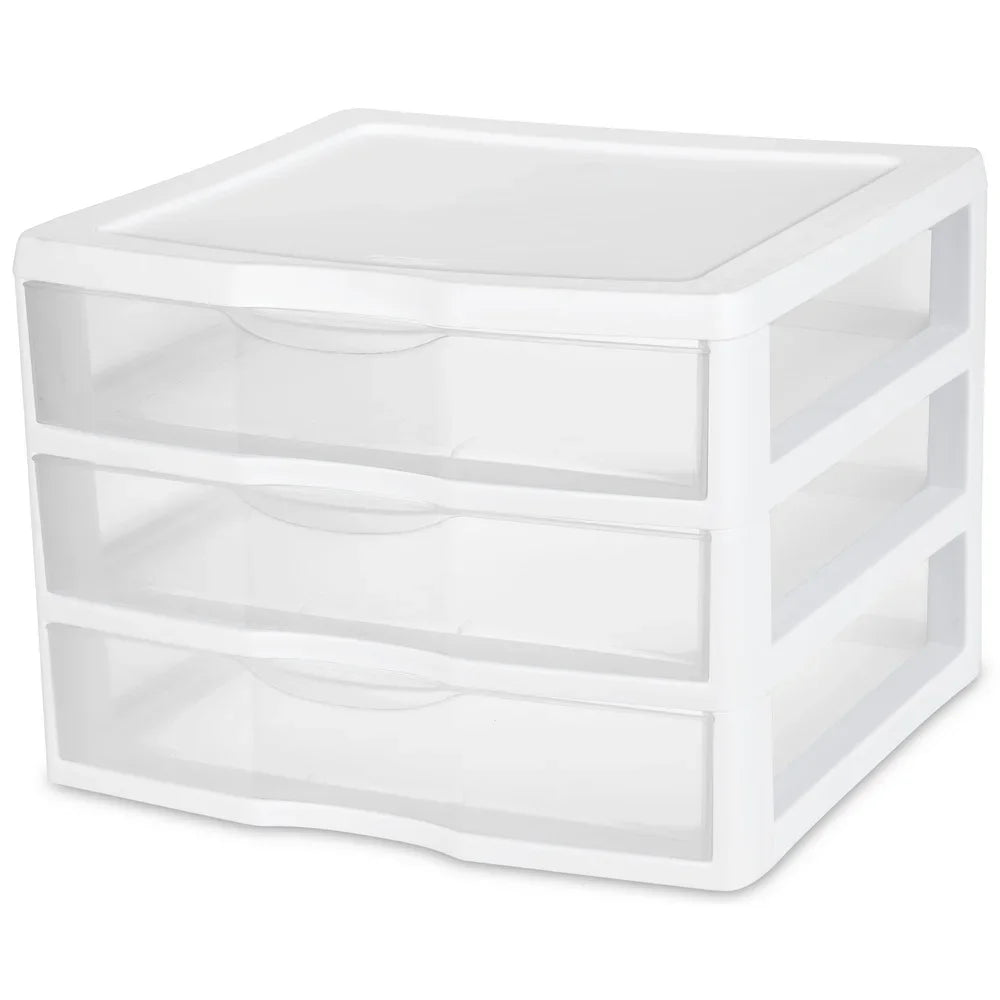 Wide 3-Drawer Unit Stackable Storage Organizer - Clear Drawers for Crafts, Office Supplies, and More