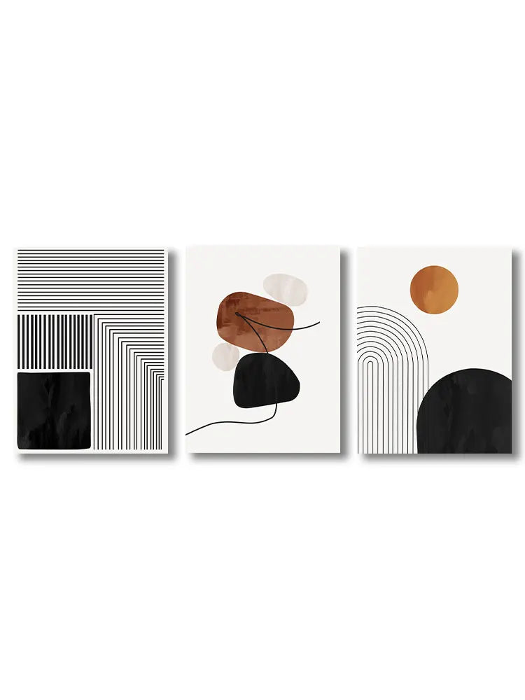 White & Black Line Art Canvas Prints – Geometry Abstract Wall Art Decorative Posters for Modern Home Decor